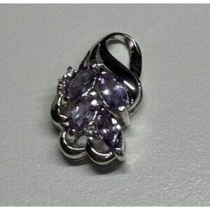 925 STERLING SILVER TANZANITE & DIAMOND PENDANT